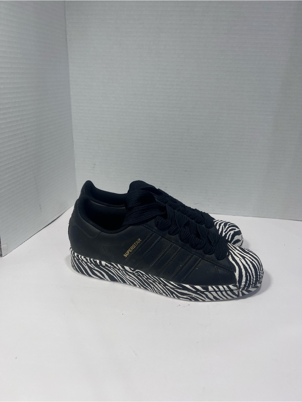 adidas Black Sneakers with Zebra-Print Toe and Midsole